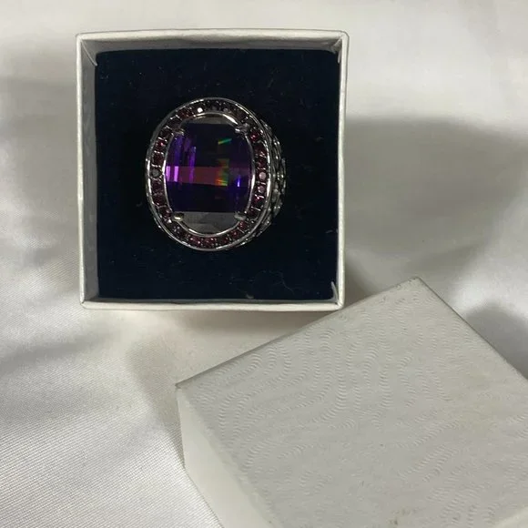SHOWSTOPPER AMETHYST RING IN 316SL (STAINLESS STEEL) (SZ 8.25) - Picture 4 of 15